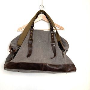 S-ZONE Oversized Canvas Leather Travel/Weekend Duffel Bag Overnight Luggage